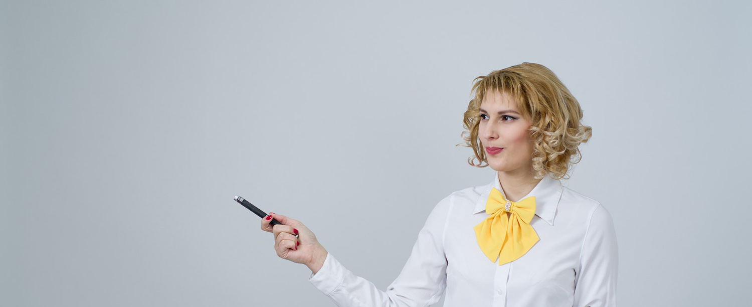Hero image for a career website. Women giving a presentation.